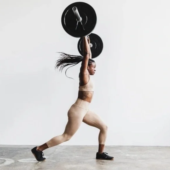 NWT NOBULL High-Rise Plush Heather Crop Tight - Medium - Sand (Beige/Tan) - Picture 6 of 7